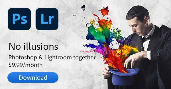Download Photoshop + Lightroom + More for $9.99/Month with the Photography Plan Download Photoshop + Lightroom + More for $9.99/Month with the Photography Plan